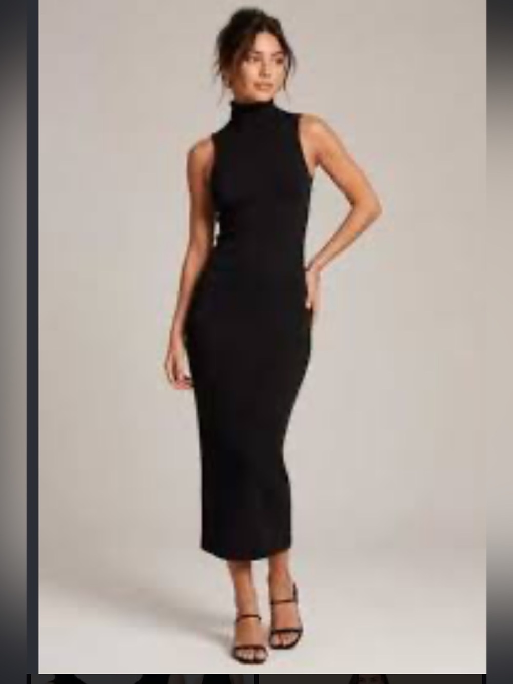 Zara fall favorite Black Sleeveless shimmer Turtleneck Maxi Dress medium